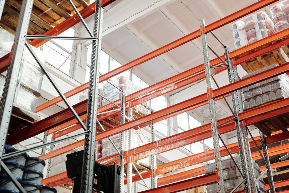 Warehouse with shelves